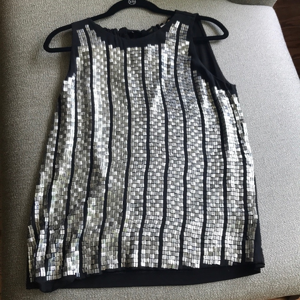 FABULOUS Tory Burch silk and silver beaded top